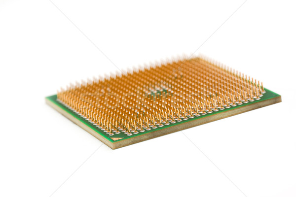 Foto stock: Cpu · silicone · lasca · isolado · branco · tecnologia