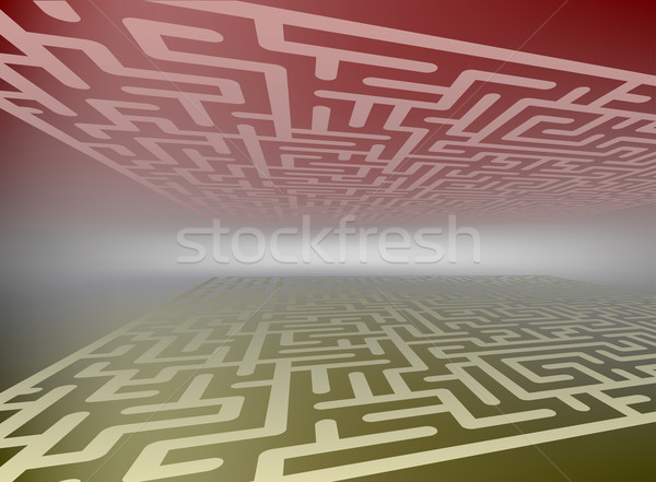 Labyrinthe horizon design puzzle recherche graphique [[stock_photo]] © vtorous