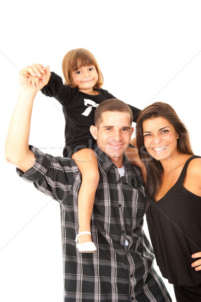Aile güzel aile portre beyaz kız gülümseme Stok fotoğraf © vtupinamba