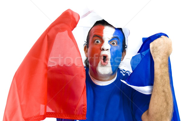 Stock fotó: Francia · rajongó · boldog · fehér · sport · futball