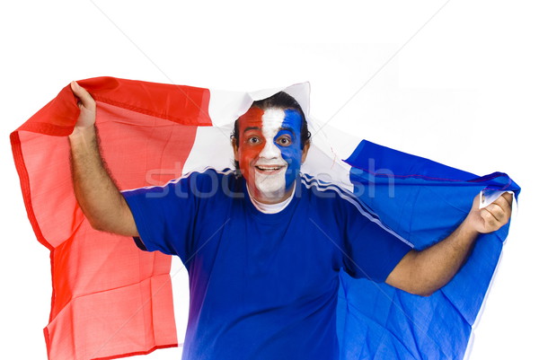 Stock foto: Französisch · Anhänger · glücklich · weiß · Sport · Fußball