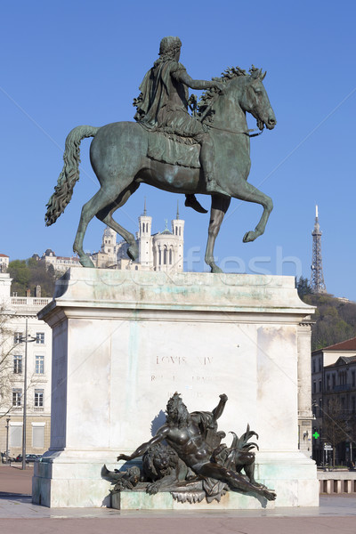 Vertical view of Statue and Basilica Stock photo © vwalakte