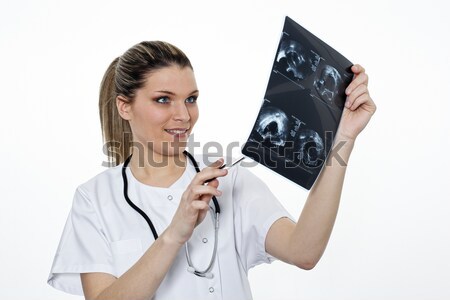 Xray Radiologie Frau Arzt Krankenhaus medizinischen Stock foto © vwalakte