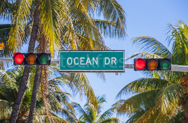 Ocean Drive traffic light Stock photo © vwalakte