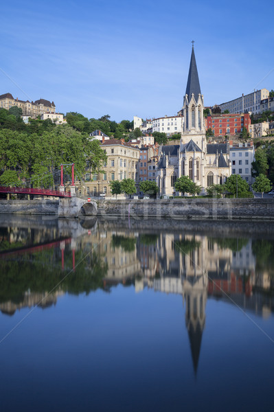 Vertical vista iglesia río Lyon Francia Foto stock © vwalakte