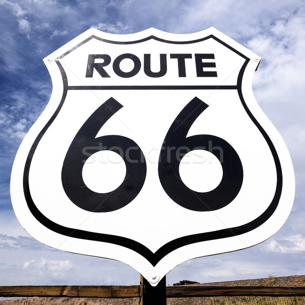 известный route 66 знак ностальгический небе черный Сток-фото © vwalakte
