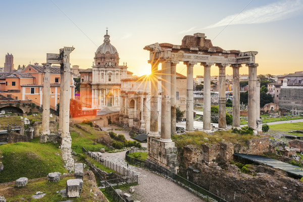 Híres római fórum Róma Olaszország művészet Stock fotó © vwalakte