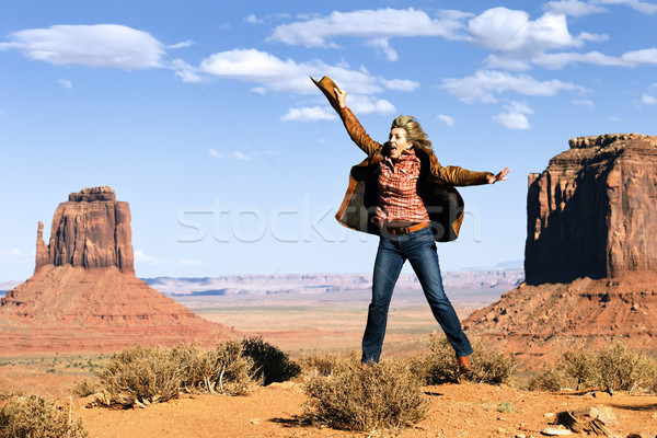 happy cowgirl Stock photo © vwalakte