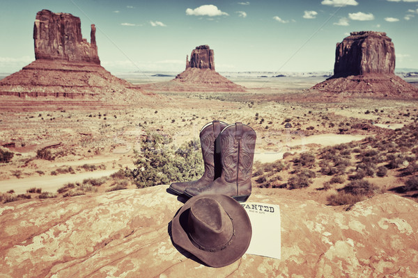 Foto stock: Botas · sombrero · valle · famoso · EUA · negro