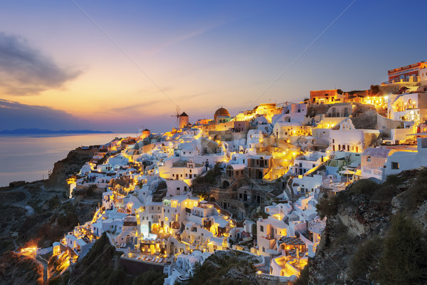 View of Oia at sunset Stock photo © vwalakte