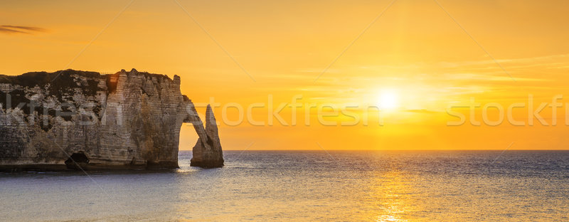 Etretat Aval cliff at sunset Stock photo © vwalakte