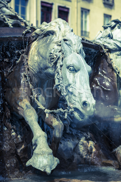 Cavalo fonte Lyon França água arte Foto stock © vwalakte