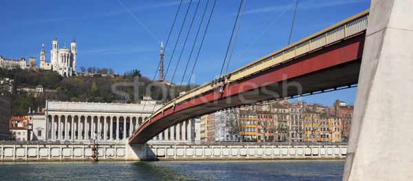 Vista río Lyon rojo puente peatonal panorámica Foto stock © vwalakte