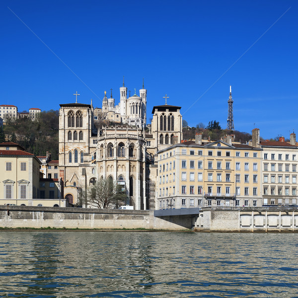 Saint Jean cathedral, next to the Saone river Stock photo © vwalakte