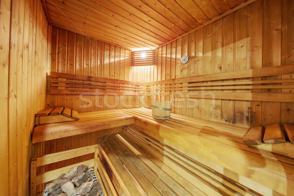 Sauna iç klasik ahşap otel dinlenmek Stok fotoğraf © vwalakte