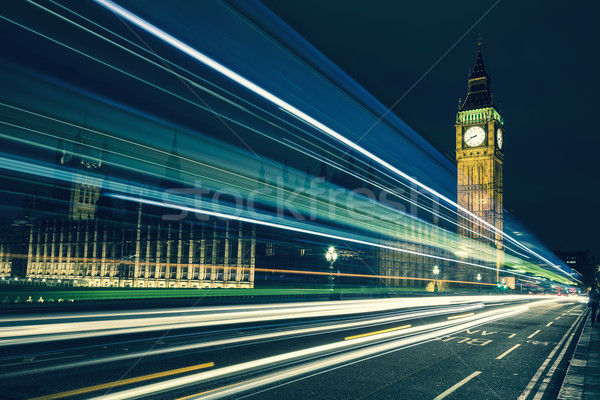 Foto stock: Big · Ben · luzes · carros · um · símbolos · tanto