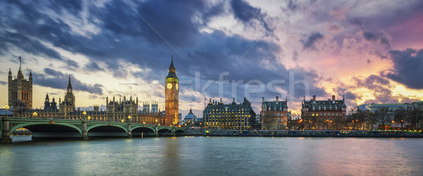 Stock fotó: Panorámakép · kilátás · Big · Ben · London · naplemente · kezek