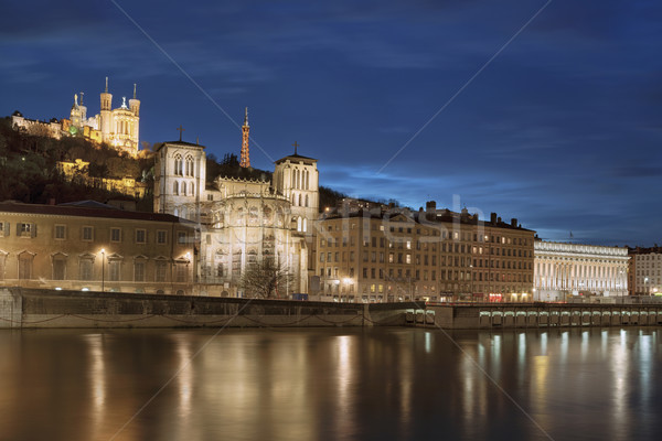 Ver Lyon rio noite clássico água Foto stock © vwalakte