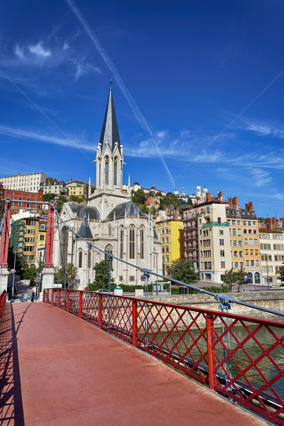 Lyon ciudad famoso rojo puente peatonal Foto stock © vwalakte