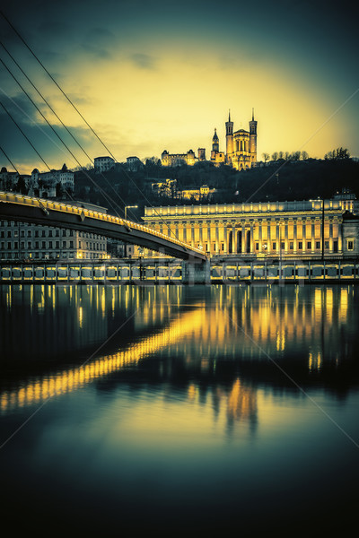 Rio Lyon ver noite França especial Foto stock © vwalakte