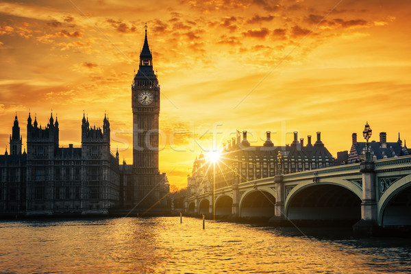 Big Ben westminster pont crépuscule Londres bâtiment [[stock_photo]] © vwalakte