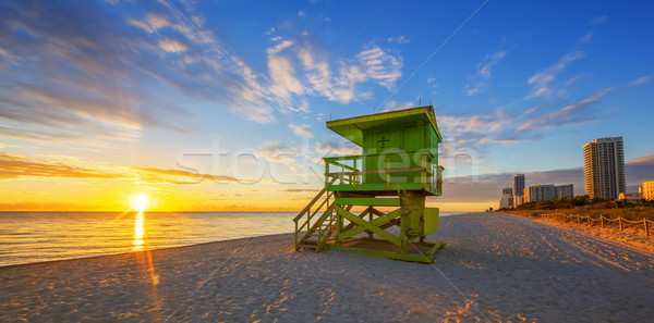 Noto Miami meridionale spiaggia sunrise bagnino Foto d'archivio © vwalakte