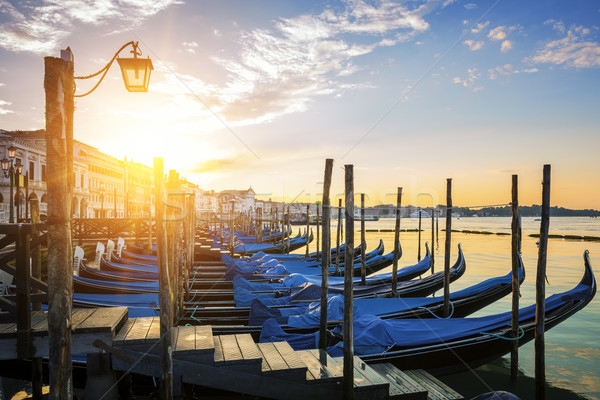 ストックフォト: 日没 · 運河 · ヴェネツィア · イタリア · 旅行 · ボート