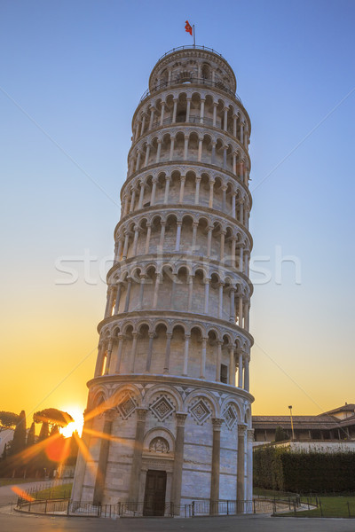Pisa leaning tower at sunrise Stock photo © vwalakte