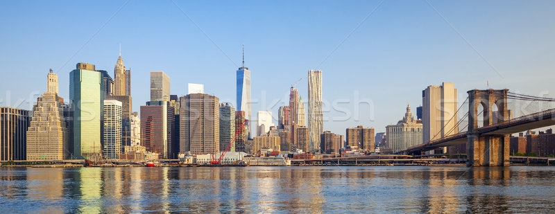 Manhattan New York pont New York City bleu Voyage [[stock_photo]] © vwalakte