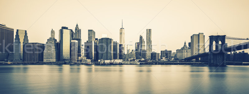 New York Manhattan alkonyat különleges pr panorámakép Stock fotó © vwalakte