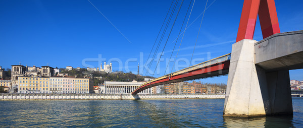 Panorámica vista río puente peatonal Lyon Francia Foto stock © vwalakte