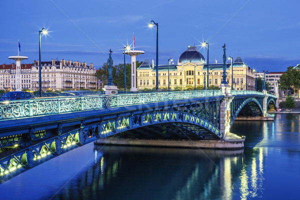 Foto stock: Ver · ponte · universidade · Lyon · viajar · noite