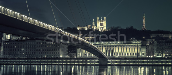 Foto d'archivio: Lione · notte · speciale · view · fiume · cielo