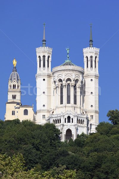 Lyon Basilika blauer Himmel Frankreich Gebäude Bau Stock foto © vwalakte