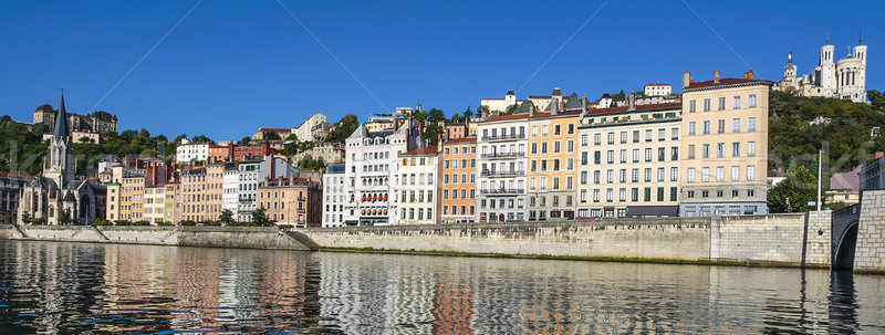 Foto stock: Panorâmico · ver · Lyon · basílica · rio · França