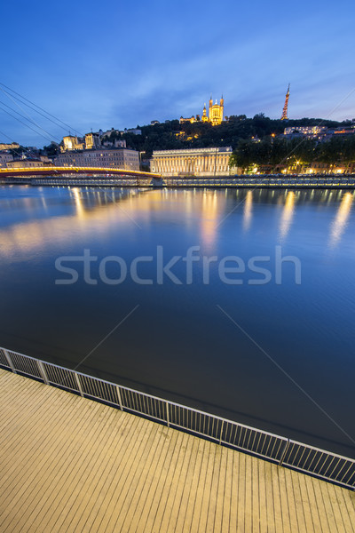 Vertical ver rio Lyon noite França Foto stock © vwalakte