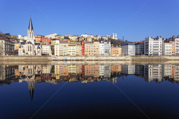 Famoso vista Lyon río Francia agua Foto stock © vwalakte