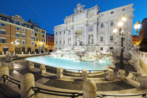 Trevi Çeşmesi gece Roma İtalya su mavi Stok fotoğraf © vwalakte