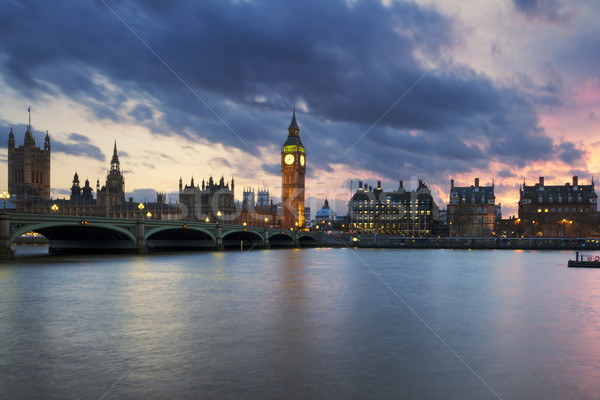 Big Ben horloge tour Londres coucher du soleil vue [[stock_photo]] © vwalakte