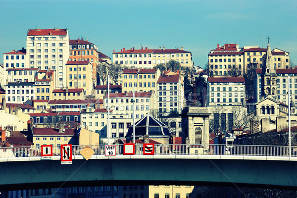 Foto d'archivio: Città · Lione · Francia · costruzione · ponte · blu