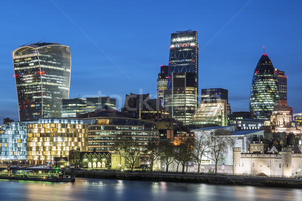 Paisaje urbano Londres noche negocios cielo oficina Foto stock © vwalakte
