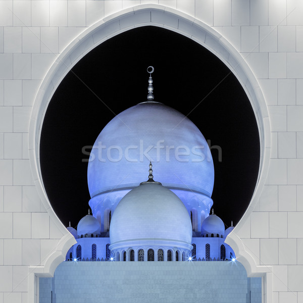 Part of famous Sheikh Zayed Grand Mosque by night Stock photo © vwalakte