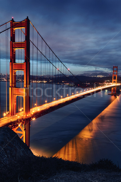 Golden Gate Bridge San Francisco lumières coucher du soleil eau route [[stock_photo]] © vwalakte