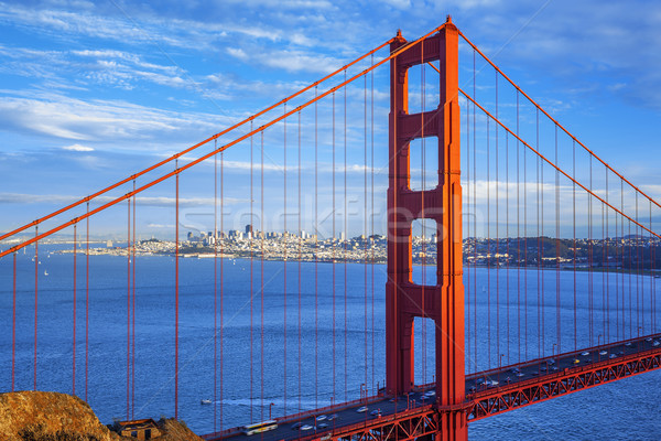 Golden Gate Bridge centrum San Francisco USA plaży niebo Zdjęcia stock © vwalakte