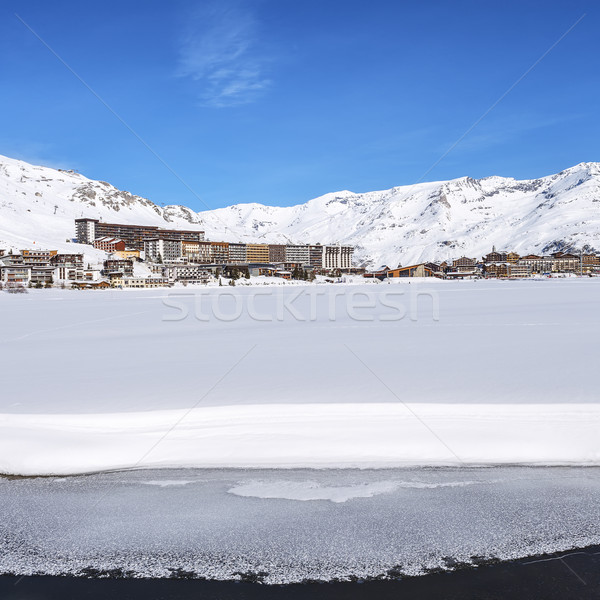 View of Tignes village and lake Stock photo © vwalakte