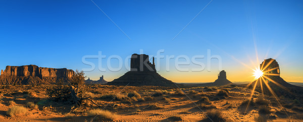 Monument Valley at sunrise, panoramic view Stock photo © vwalakte