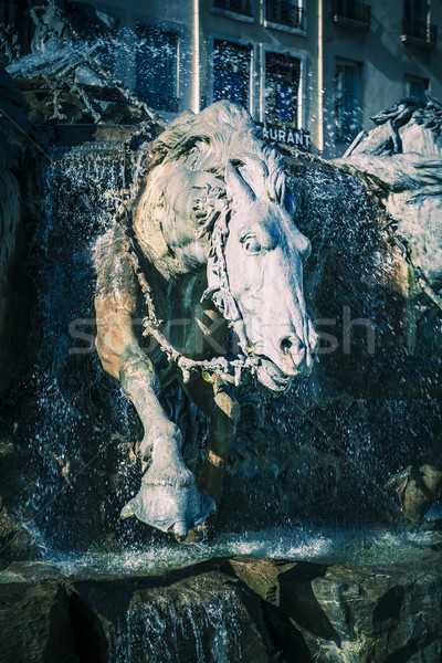 Horses of Bartholdi Fountain in Lyon  Stock photo © vwalakte