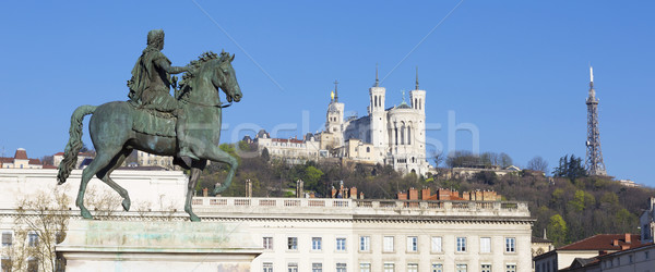 Stock fotó: Panorámakép · kilátás · szobor · bazilika · Lyon · Franciaország
