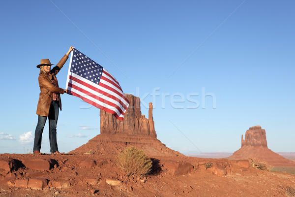USA flag at Monument Valley Stock photo © vwalakte