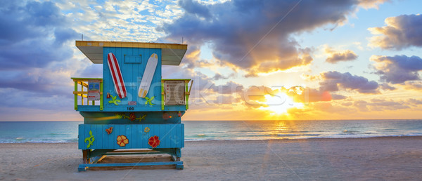 Panoramic view of famous Miami South Beach sunrise Stock photo © vwalakte